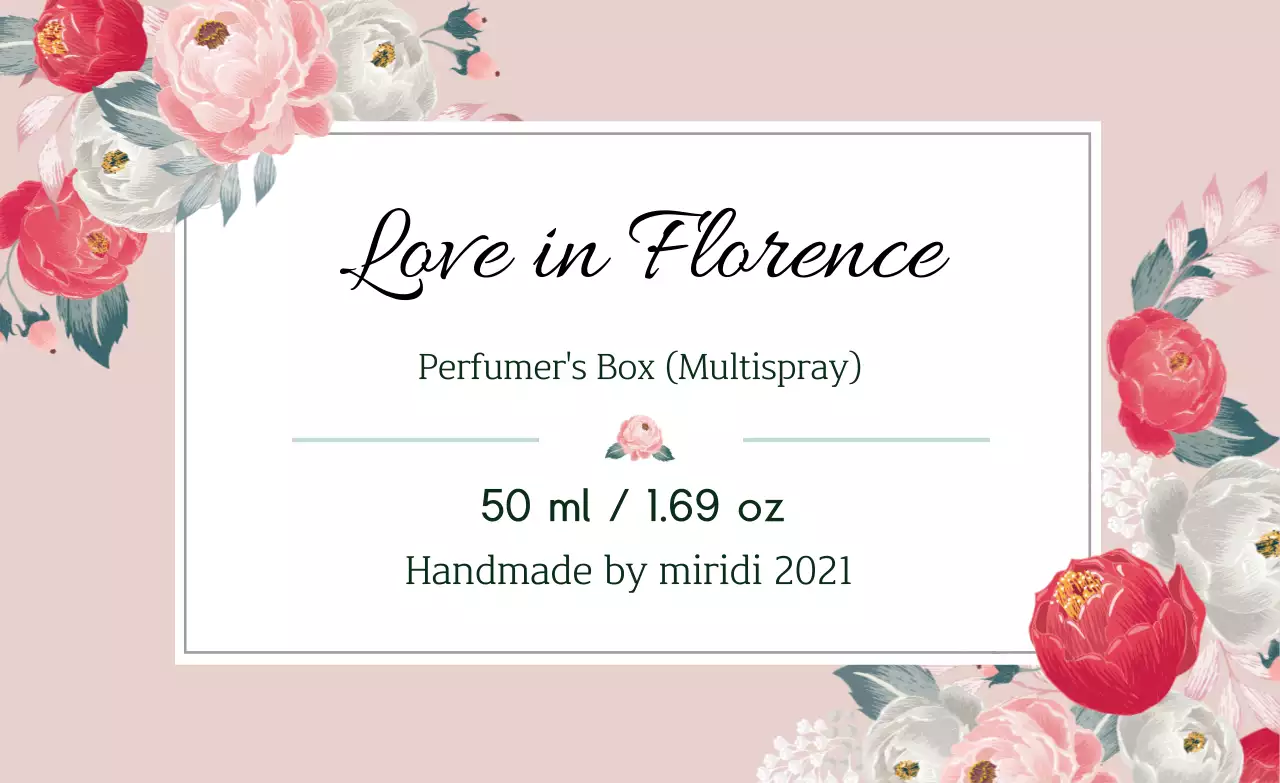 Vintage perfume label with pink illustration
