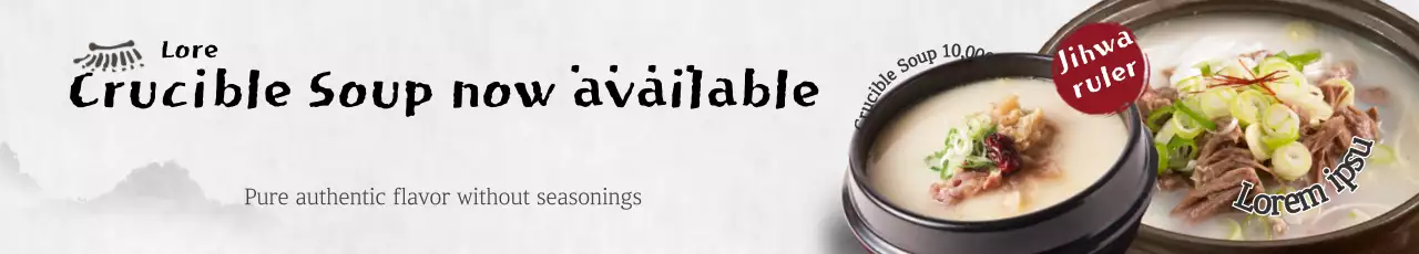 Banner promocional de sopa tradicional branca