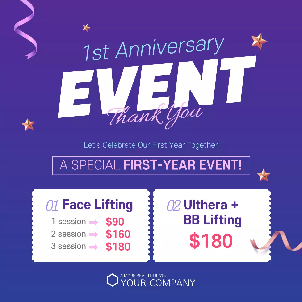 Purple Modern Anniversary Promotion Instagram Post