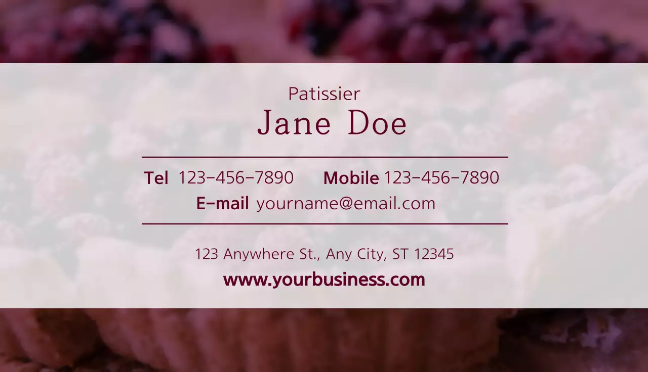 Maroon Classic Bakery Business Card