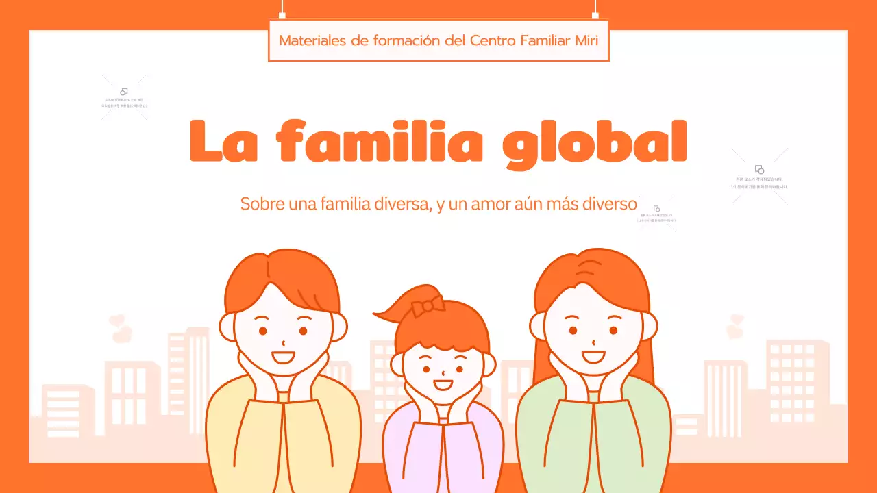 Programa de cultura familiar con simpáticas ilustraciones en naranja