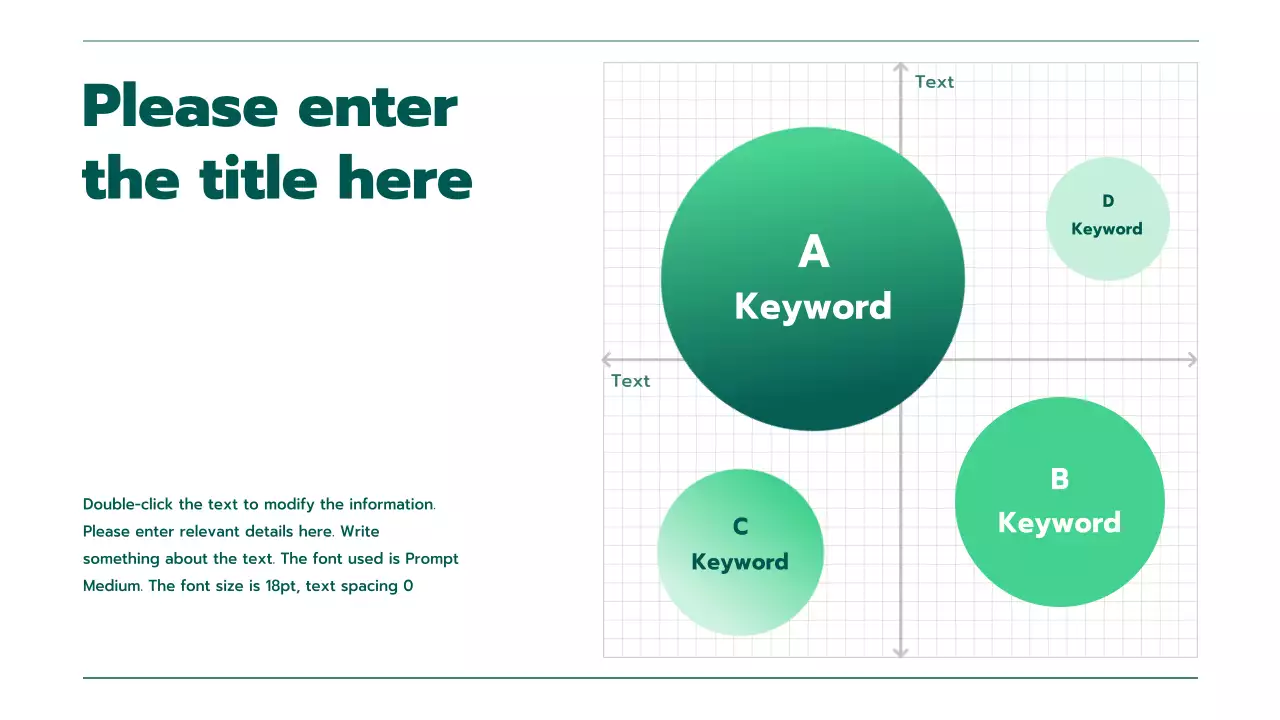 Presentation with various charts in a green gradient