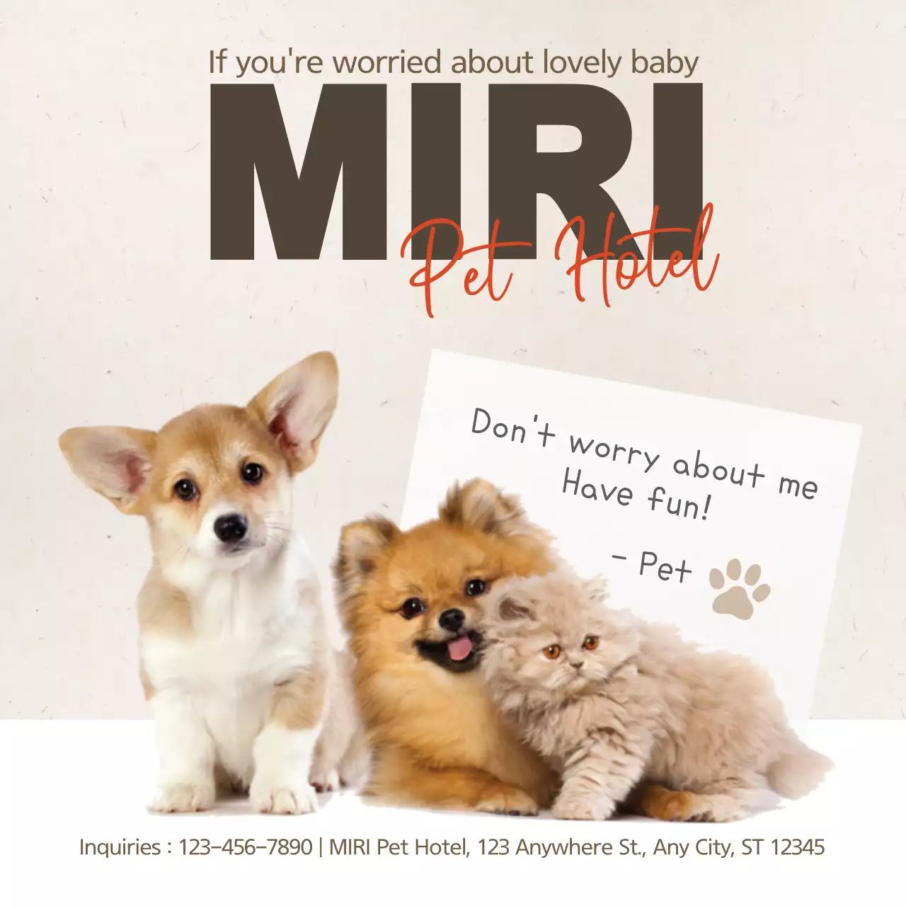 Beige Simple Pet Promotion Instagram Post