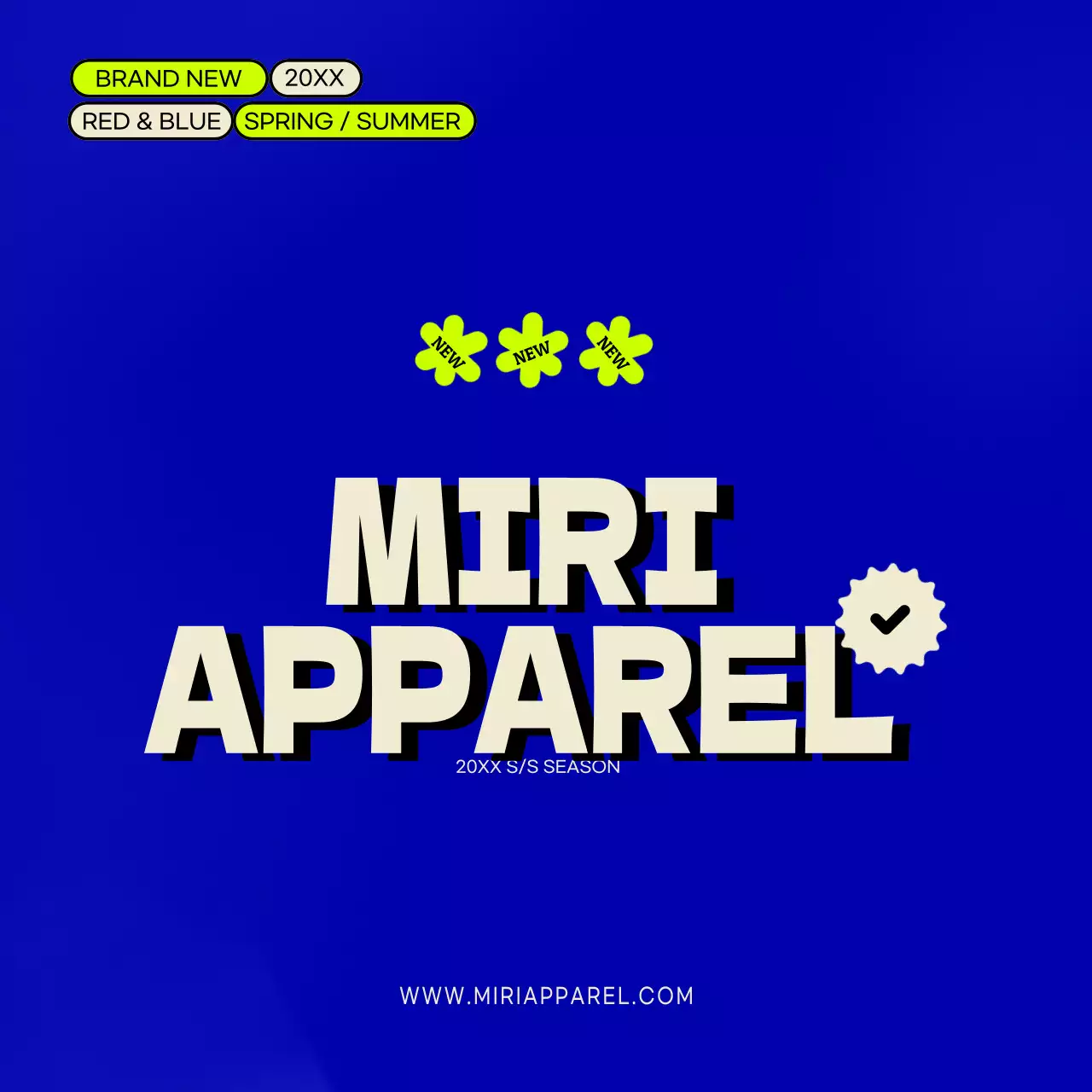 파란색과 빨간색의 의류 브랜드 신제품 광고