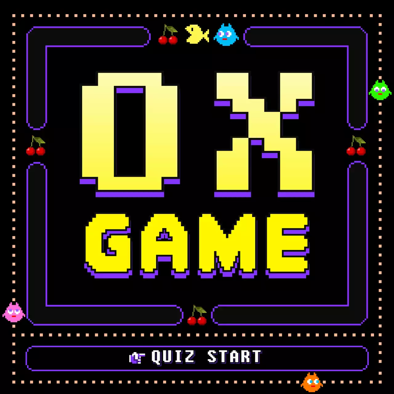cute classic game in purpleblackyellowconcept oxquiz