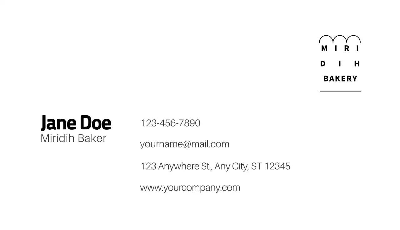 Black Minimalist Bakery Business Card
