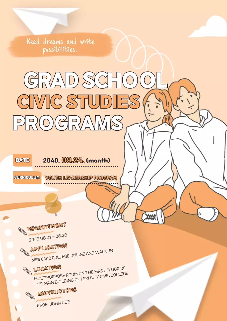 Orange Minimal Civic Studies Announcement Poster