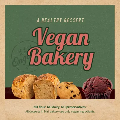 Green Vintage Bakery Promotion Social Media Post
