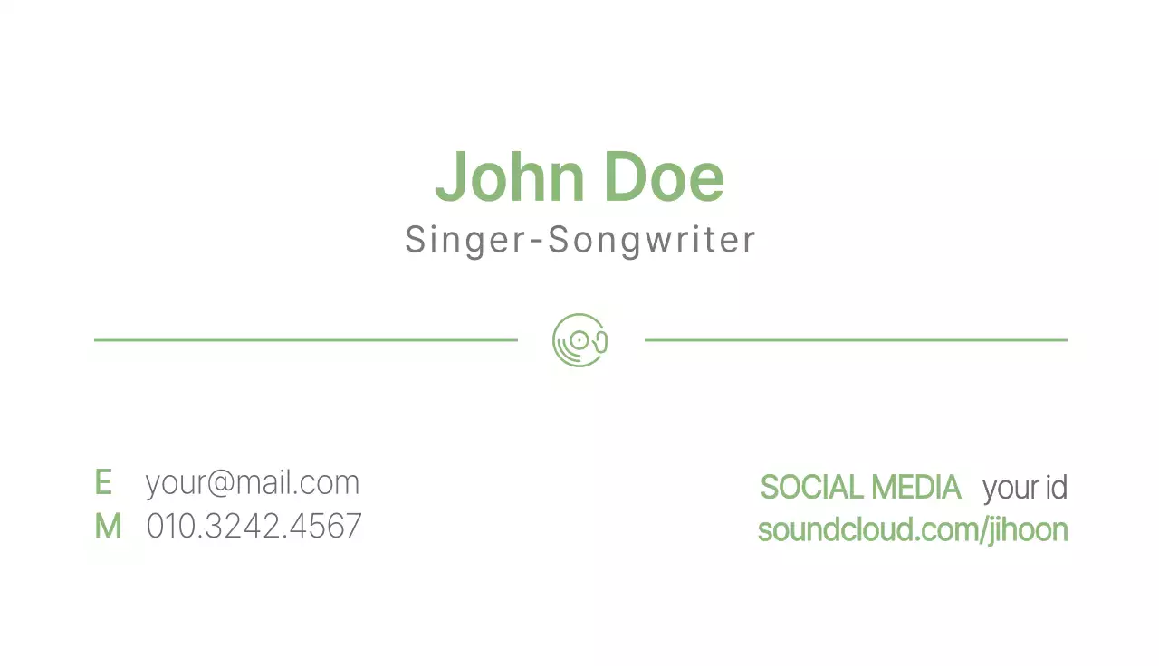 Green Minimal Musician Business Card