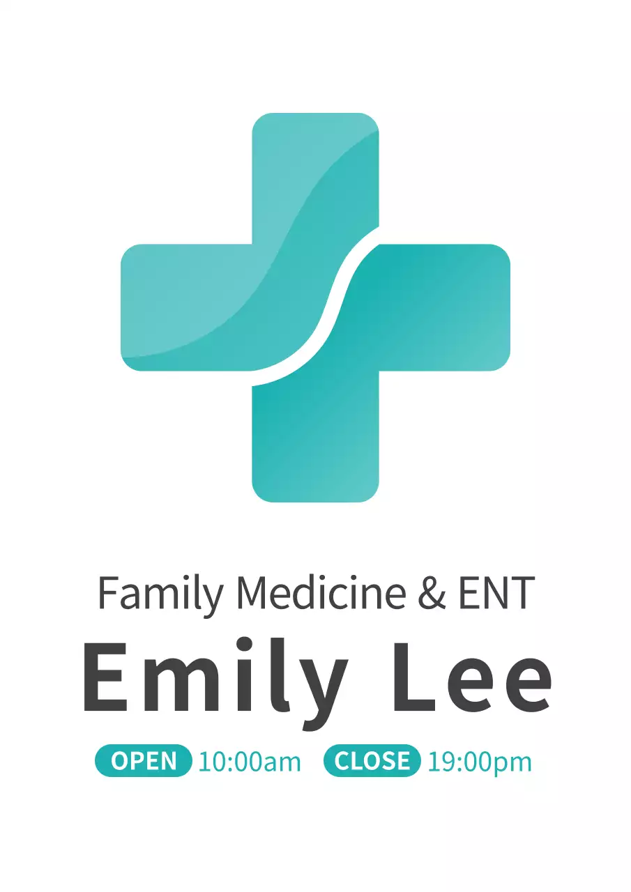 Bảng hiệu logo y học gia đình phong cách đơn giản màu bạc hà và màu đen 