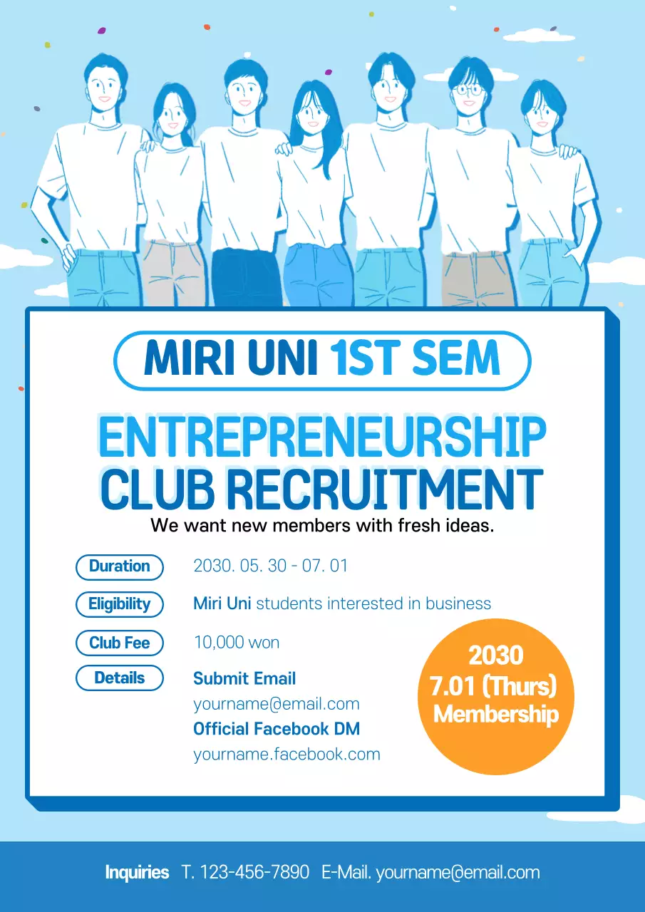 Blue Modern Club Recruitment Poster