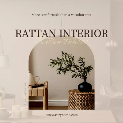 Beige Rustic Decor Promotion Social Media Post