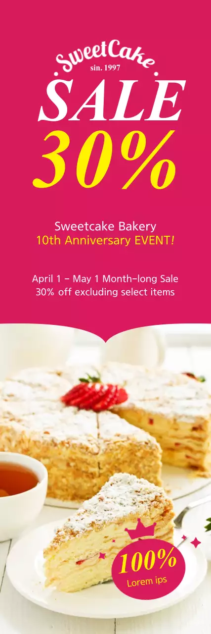 Banner promocional de padaria moderna rosa