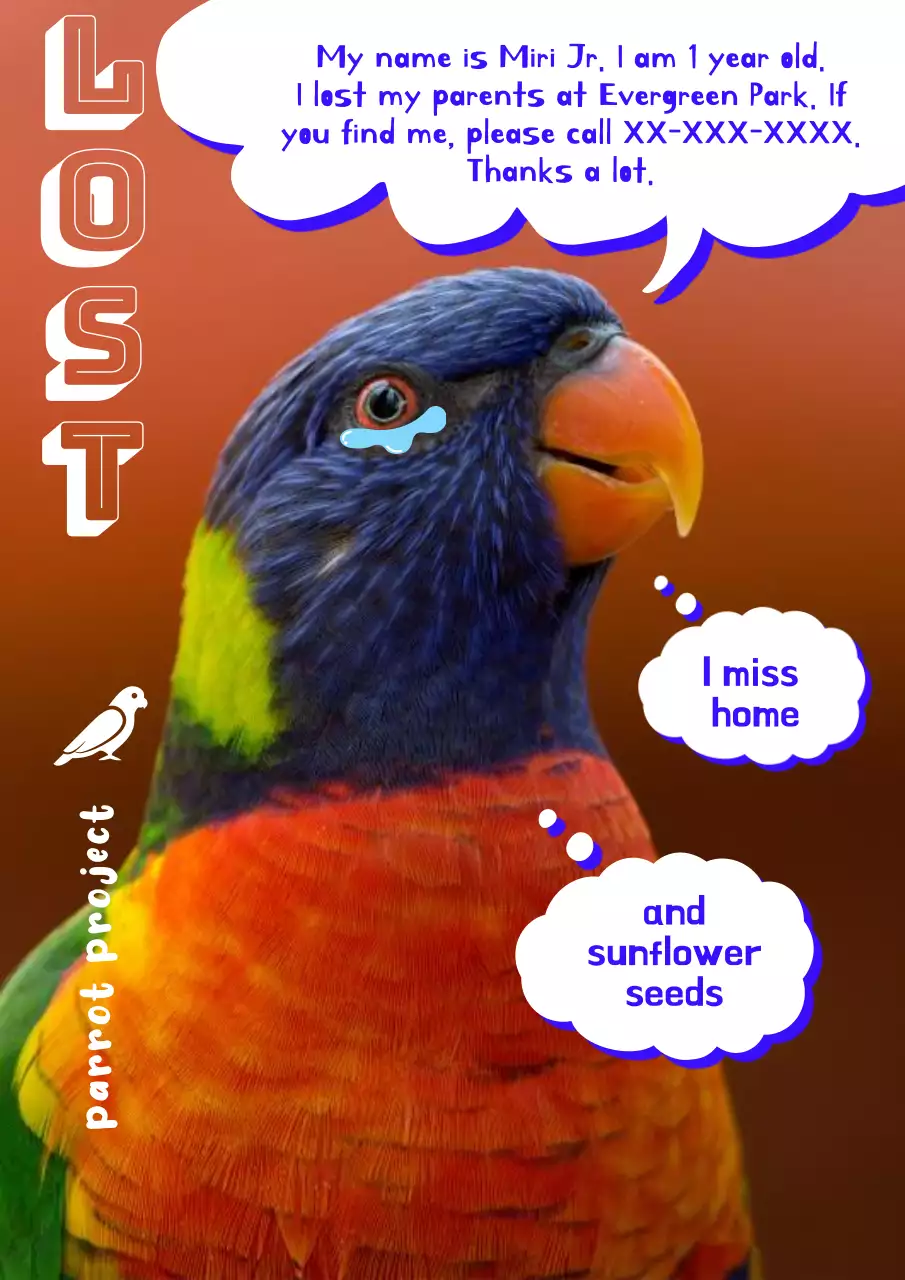Rainbow Bold Parrot Notice Poster
