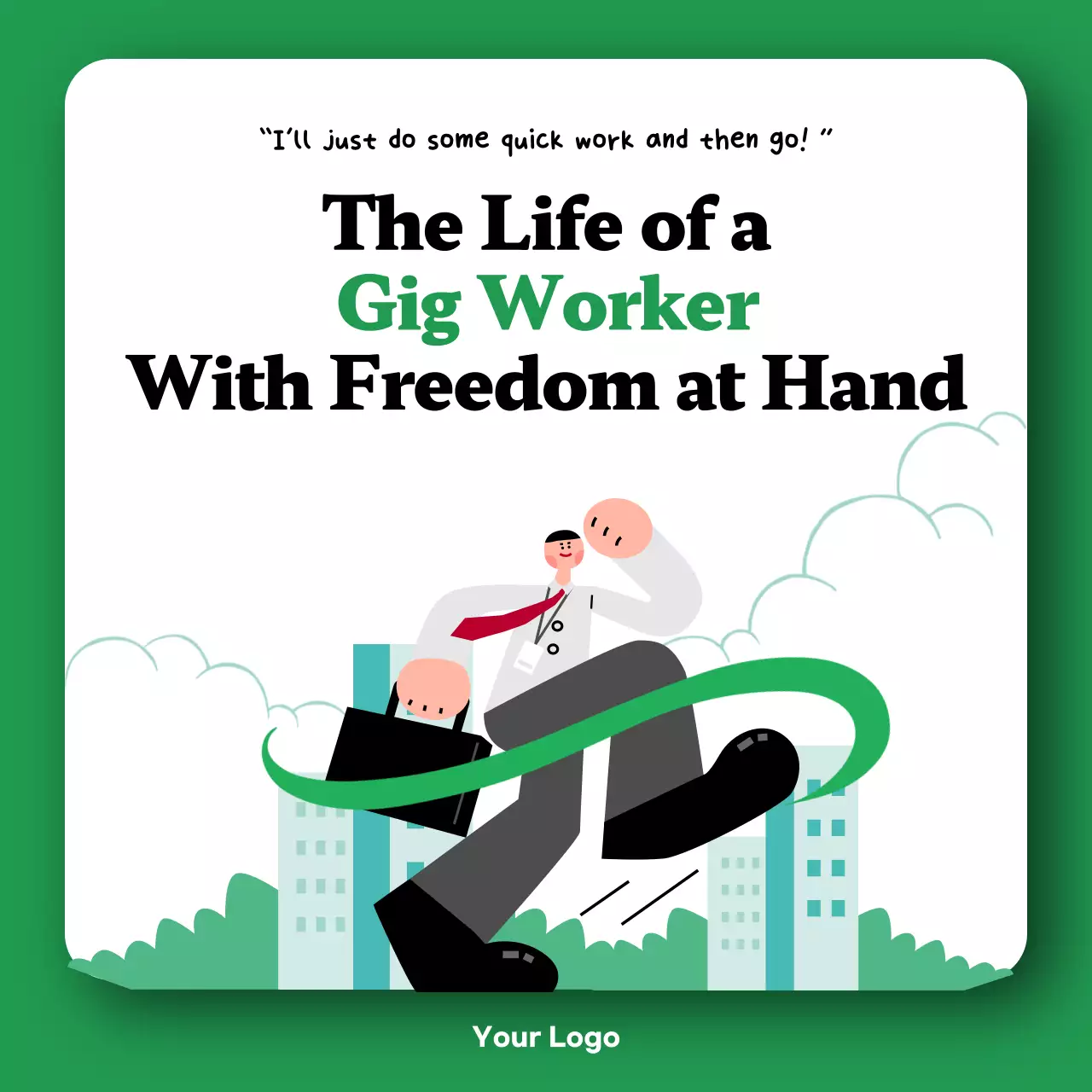 Promote your gig worker platform with cute, green illustrations