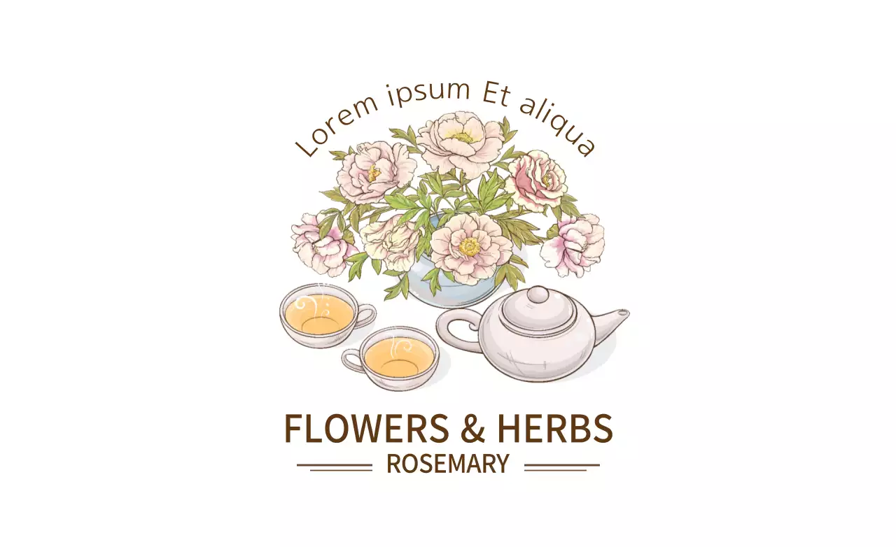 Beige Botanical Tea Advertisement Banner