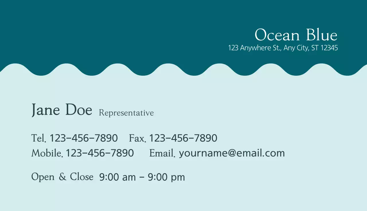 Teal Clean Seafood Business Card