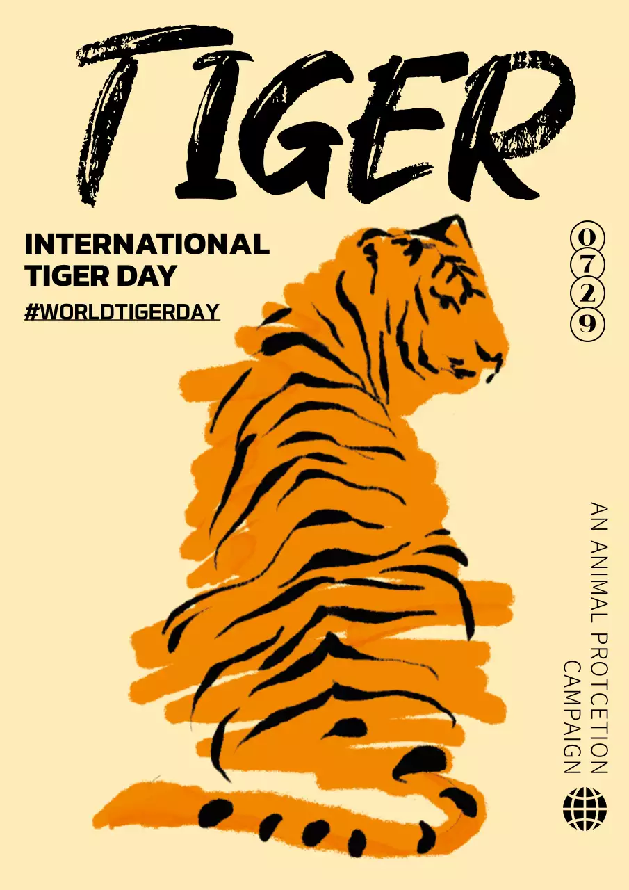 Orange Minimal Tiger Announcement Poster