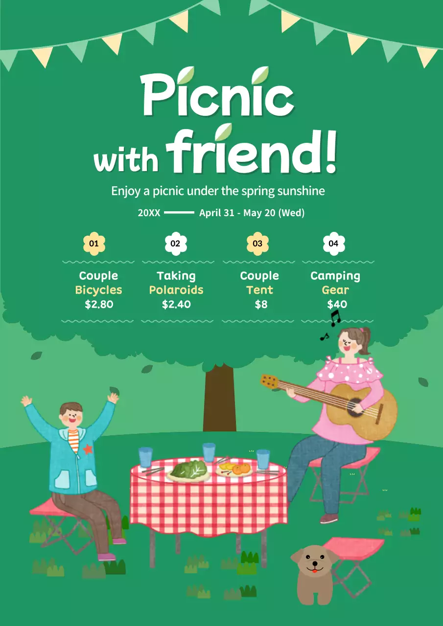 Green Retro Picnic Promotion Poster