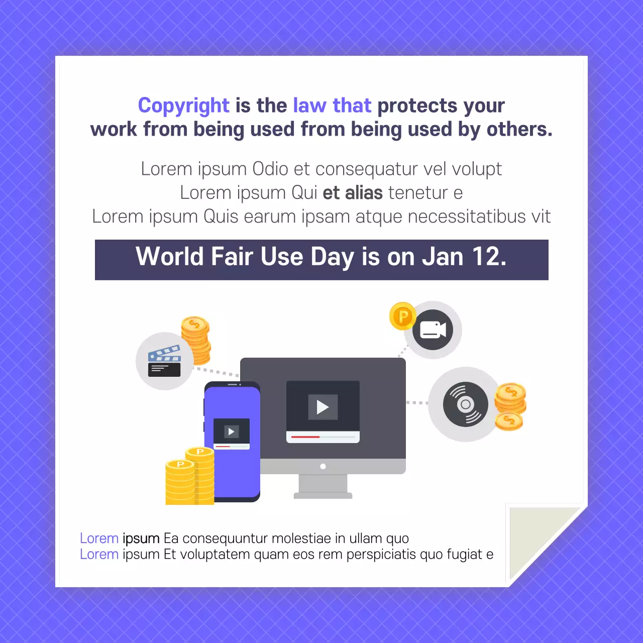 Purple Modern Fair Use Promotion Instagram Carousel