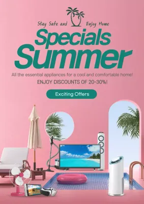 A simple pink and green summer exhibition event promotional poster