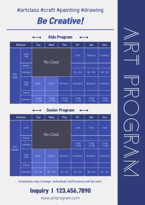 Blue Modern Art Schedule Poster