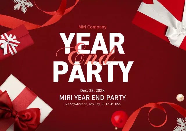 Poster Undangan Pesta Merah Elegan