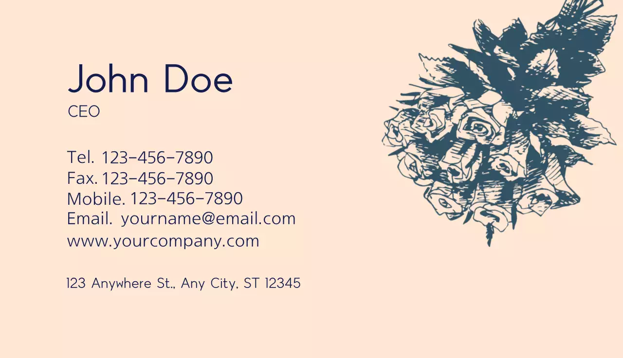 Beige Floral Business Card