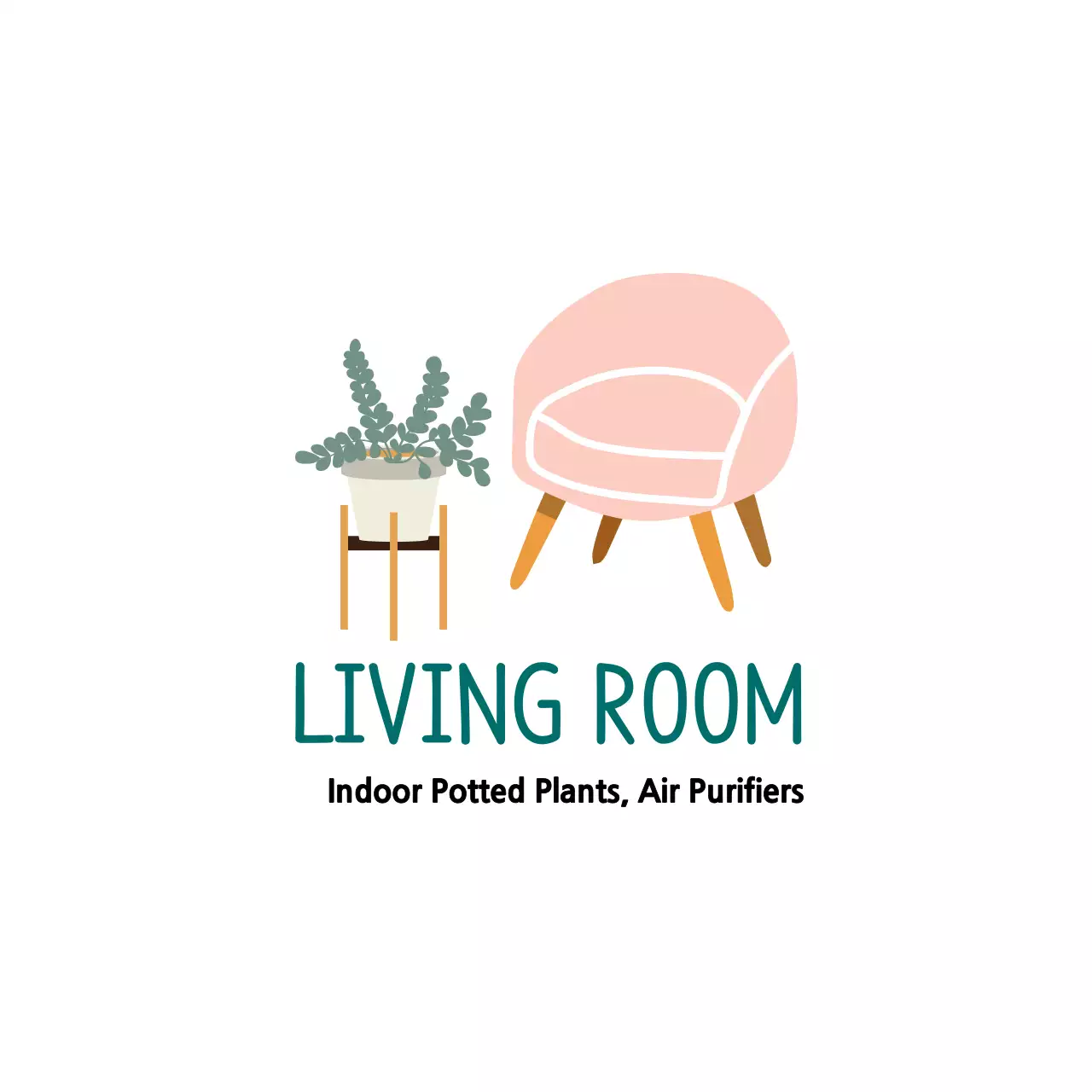 Clean interior label with pink illustration