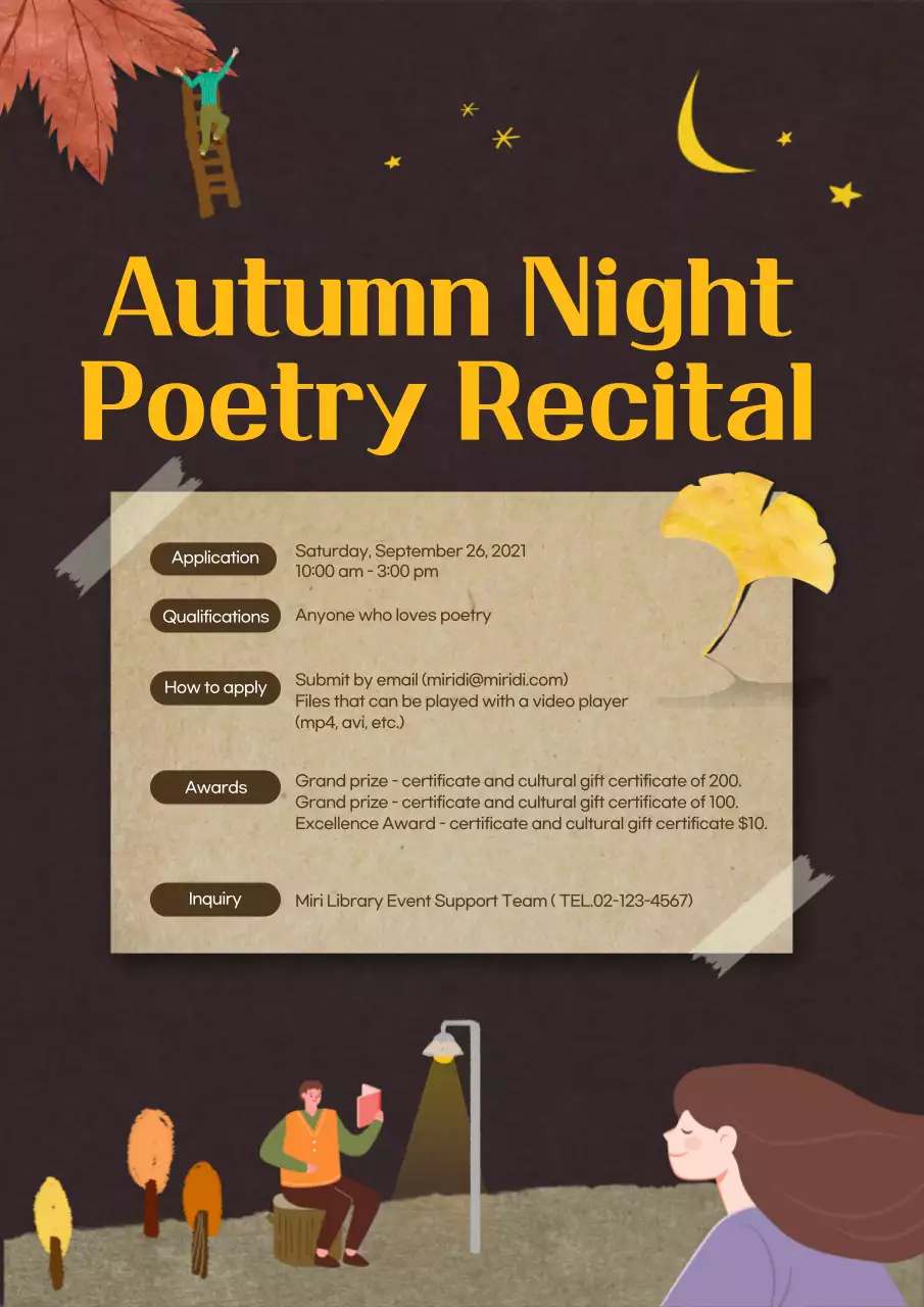 Flyer for the Library's Fall Night Poetry Reading Contest