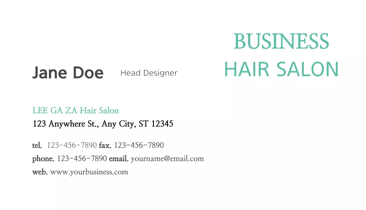 Mint Professional Hair Salon Business Card