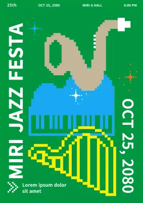 Green Pixel Art Cute Jazz Festival Performance