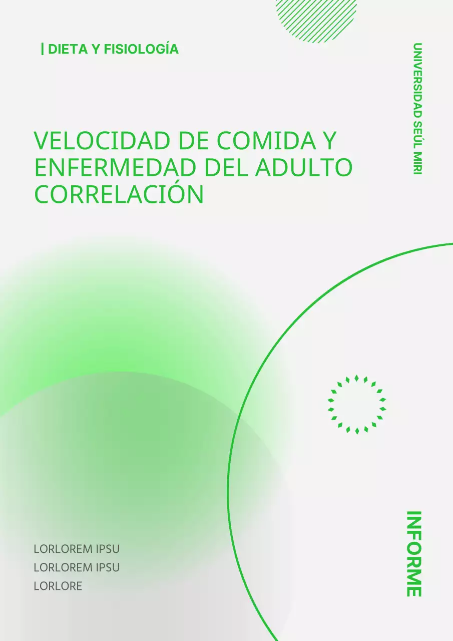 Portada de informe limpia con degradado verde y formas geométricas