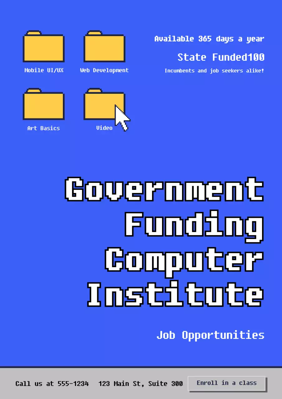 Blue Retro Computer Advertisement Poster