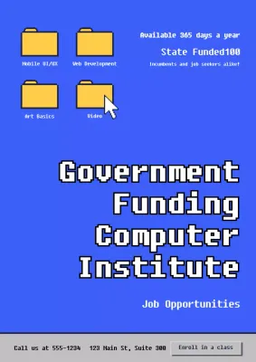 Blue Retro Computer Advertisement Poster