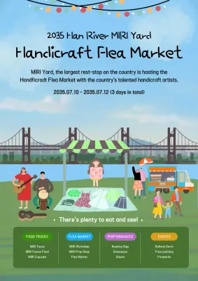 Blue Trendy Flea Market Event Poster