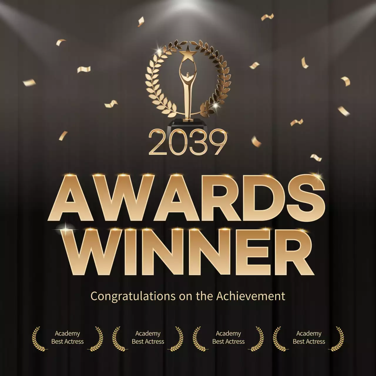 Gold Elegant Awards Announcement Social Media Post