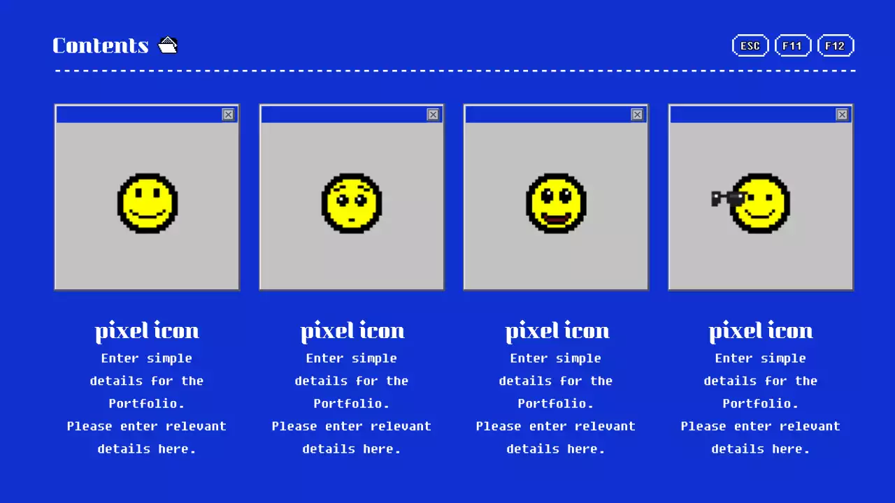 Portfolio presentation in blue and yellow