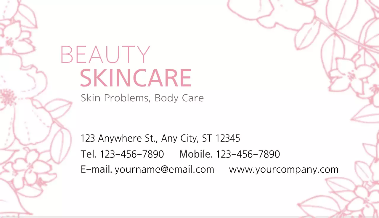 Pink Floral Skincare Promotion Business Card