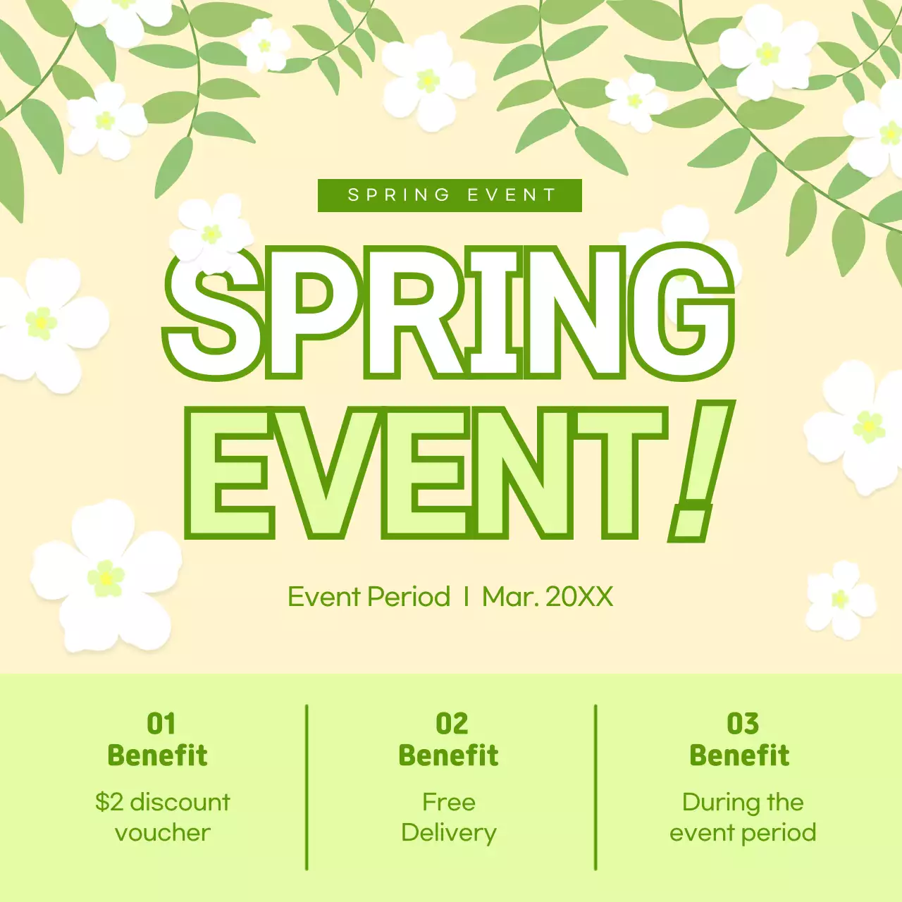 Green Floral Spring Promotion Social Media Post