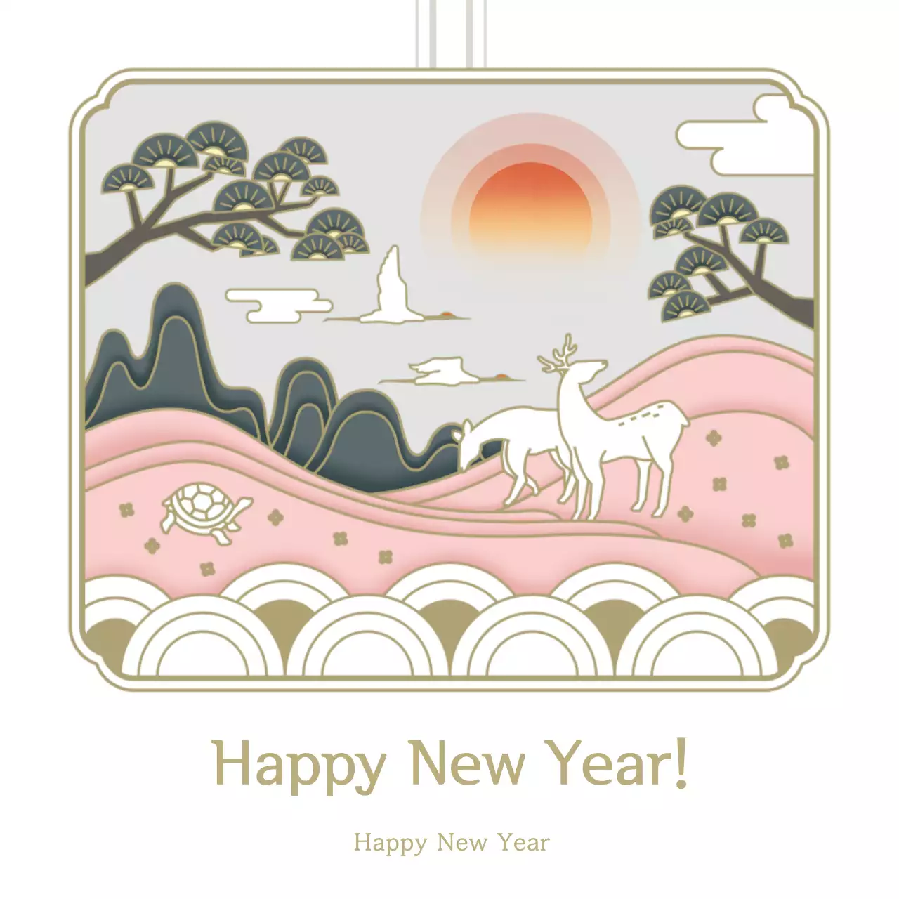 Postal de Boas Festas Ilustrado de Ano Novo Branco e Luxuoso