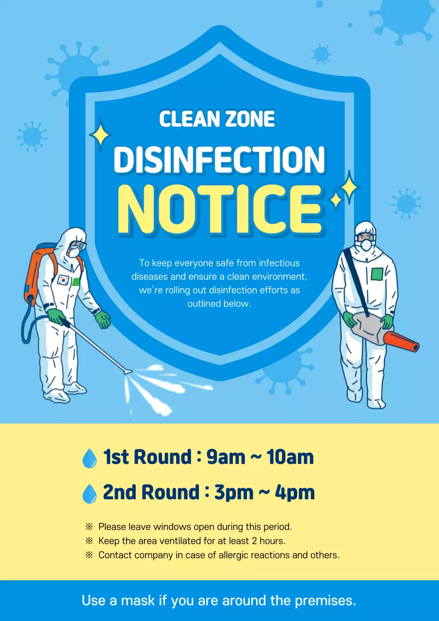 Blue Clean Disinfection Notice
