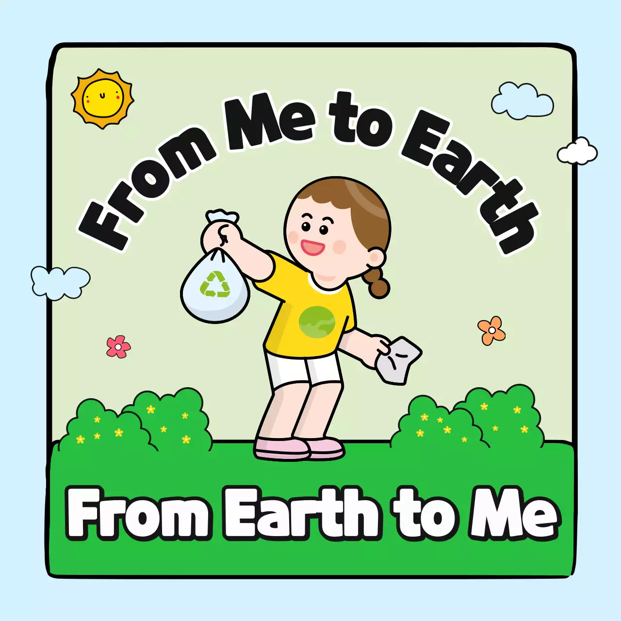 하늘색과 초록색의 지구 환경 보호 소셜미디어