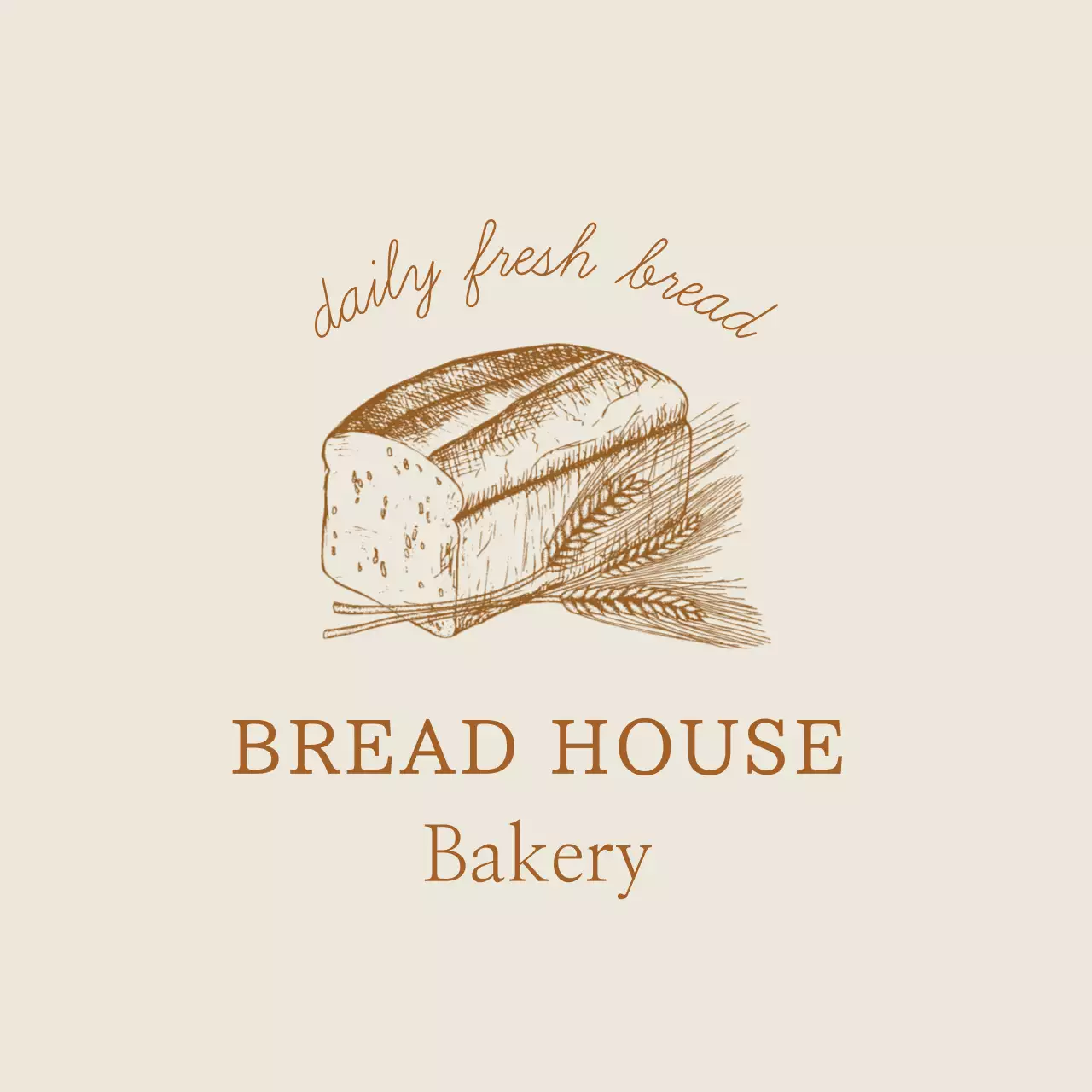 Rótulo de padaria ilustrado em marfim bege