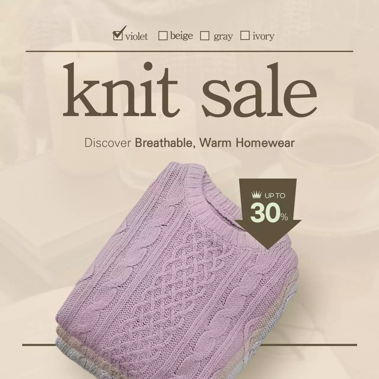 Violet Elegant Knit Promotion Social Media Post