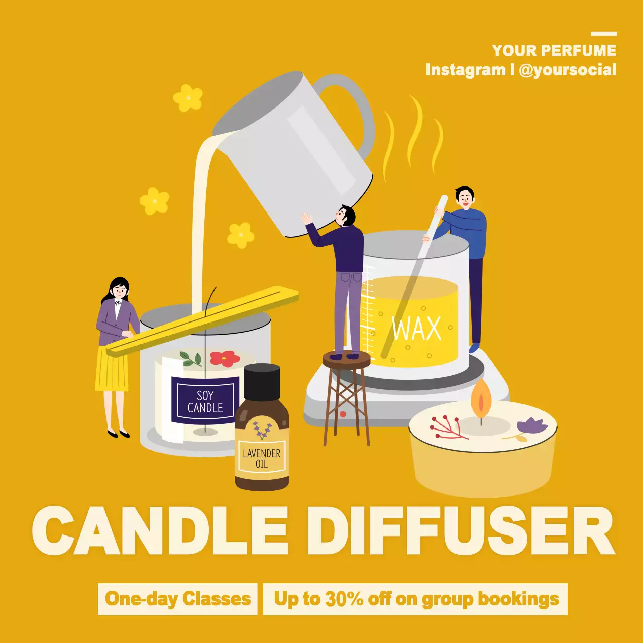 Yellow Modern Candle Class Instagram Post