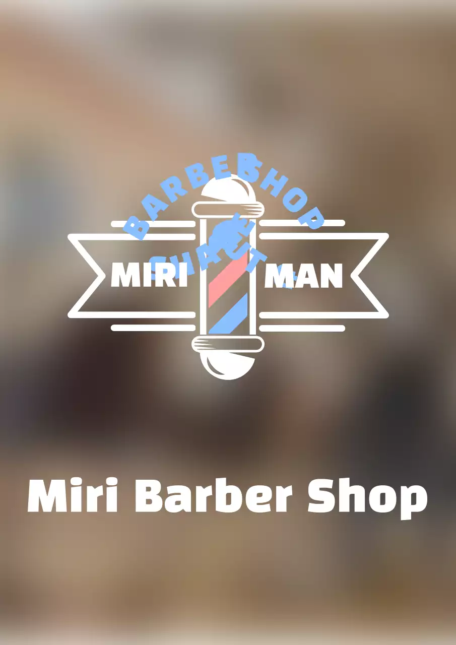 Desain barbershop dengan ilustrasi putih dan biru yang bersih