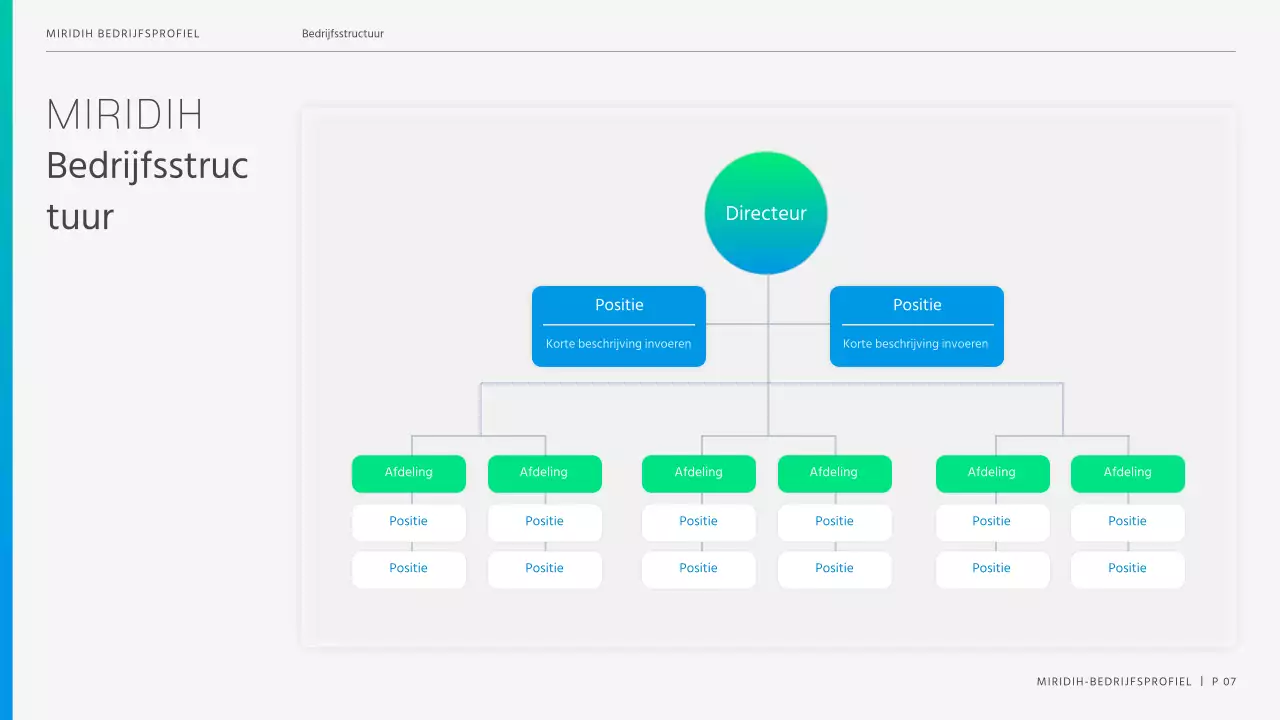 Een moderne bedrijfsbrief in blauw en chartreuse