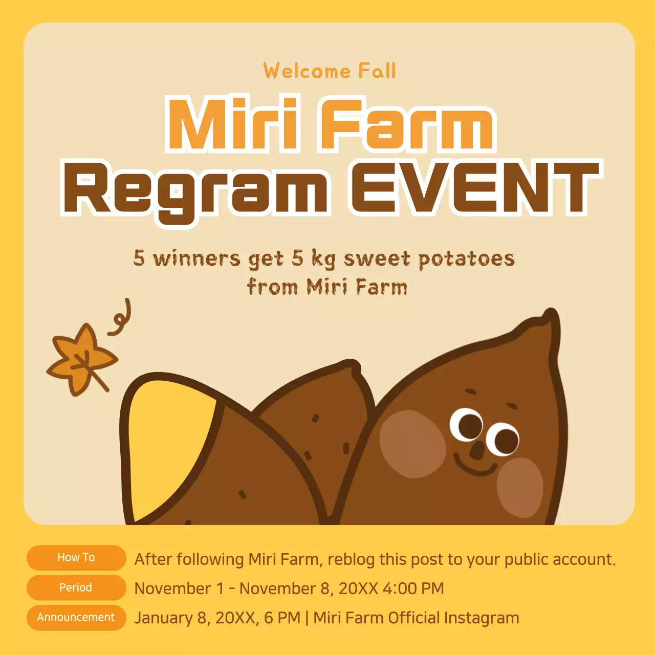 Yellow Simple Event Announcement Instagram Post