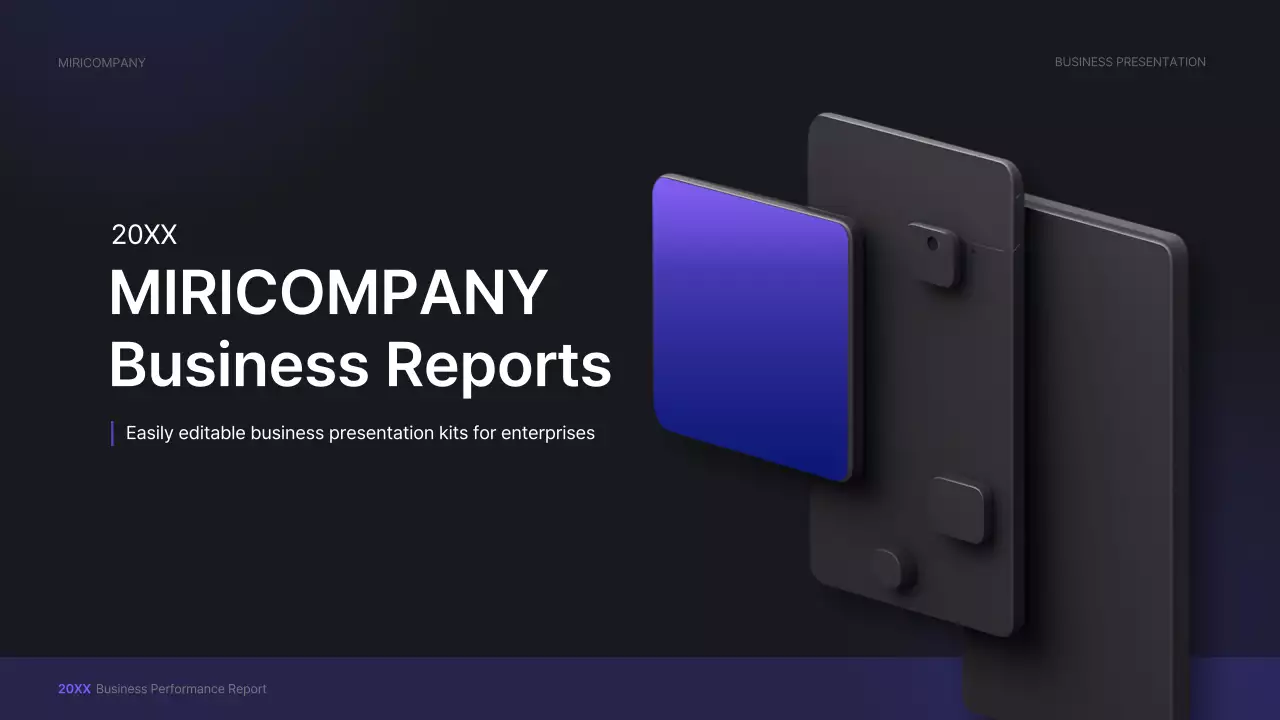 Purple, three-dimensional UI concept business presentation kit